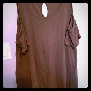 Olive green cold shoulder shirt